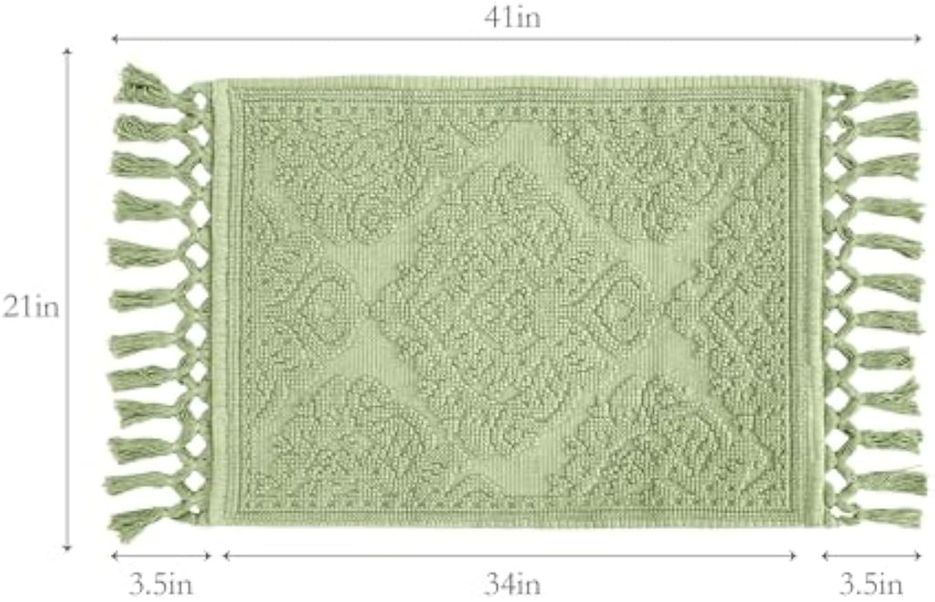 Cotton Woven Fringe Decorative Bathroom Rug