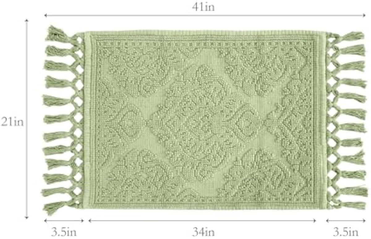 Cotton Woven Fringe Decorative Bathroom Rug
