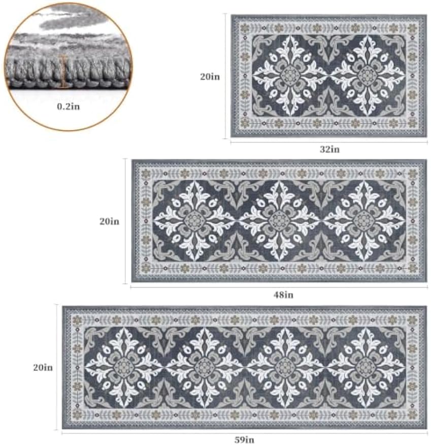 Washable Non‑Slip Kitchen Rug Set