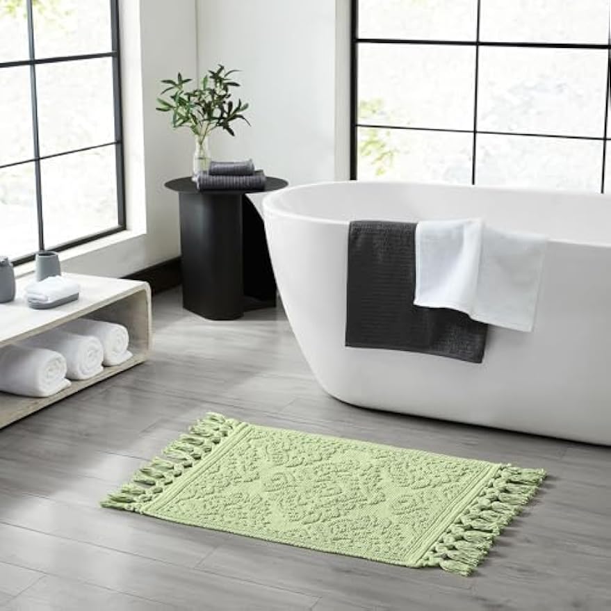 Cotton Woven Fringe Decorative Bathroom Rug