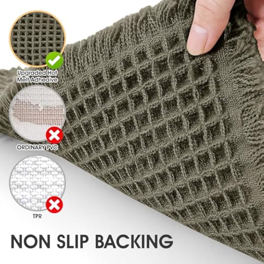 Waffle‑Weave Tasseled Non‑Slip Bath Mat
