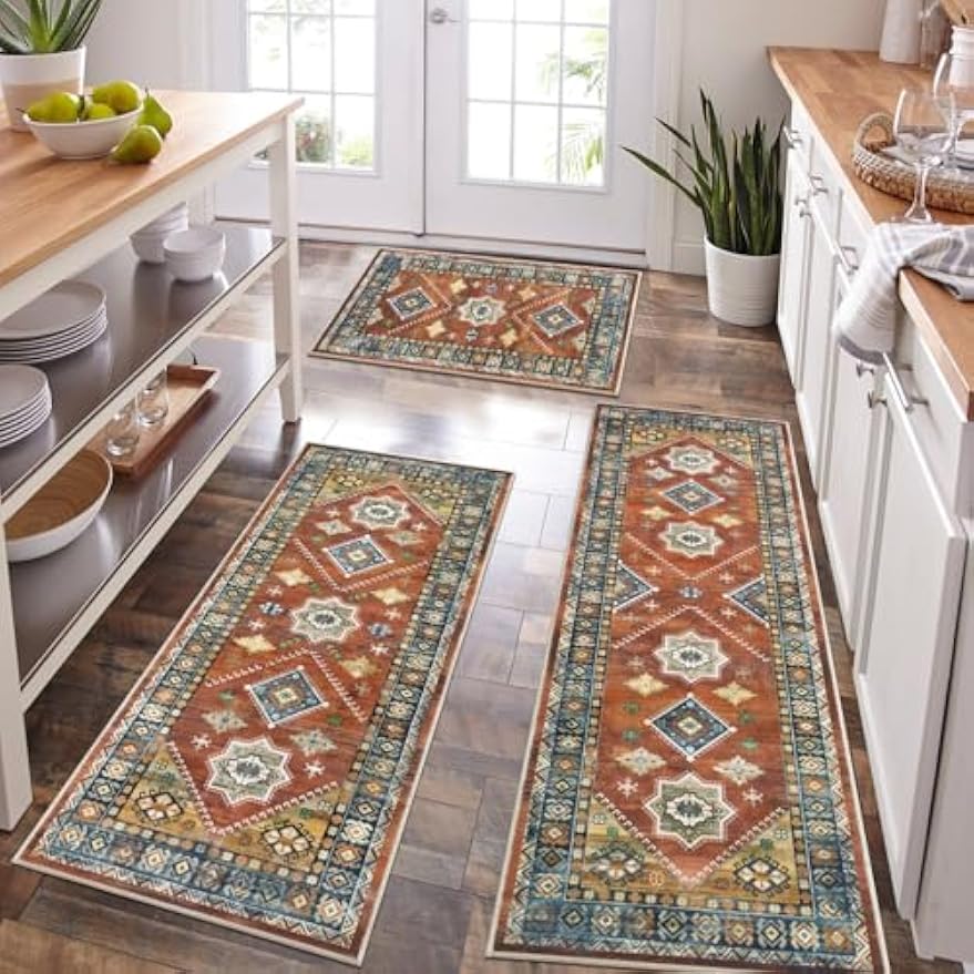 Boho Non‑Slip Kitchen Rug Set