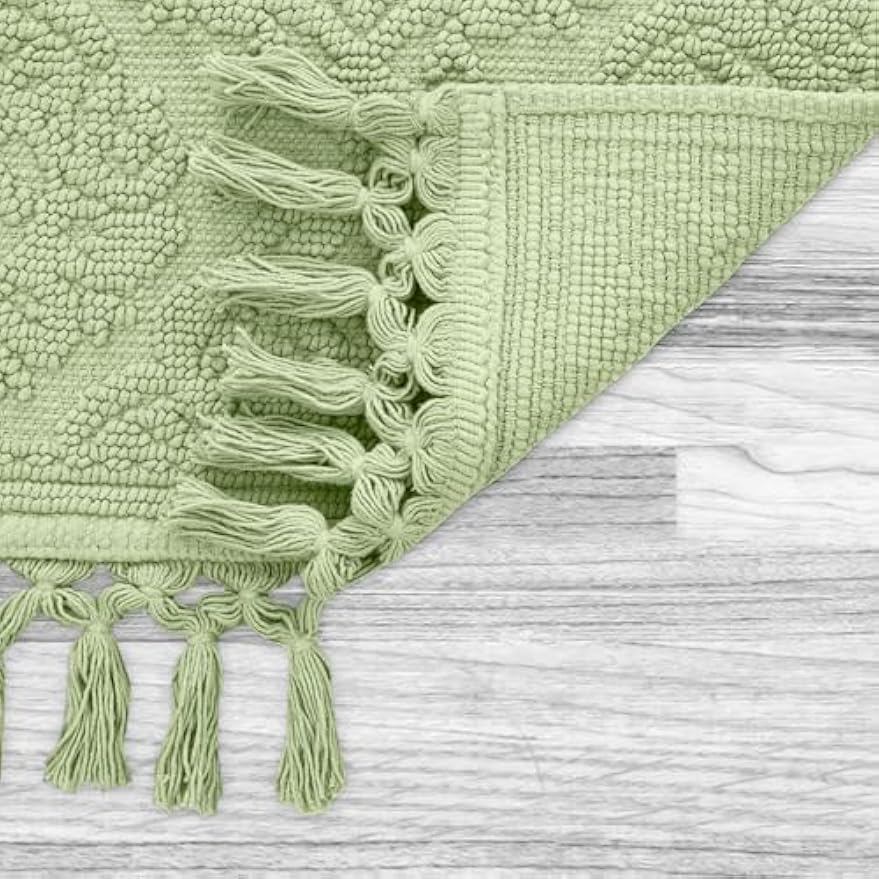 Cotton Woven Fringe Decorative Bathroom Rug