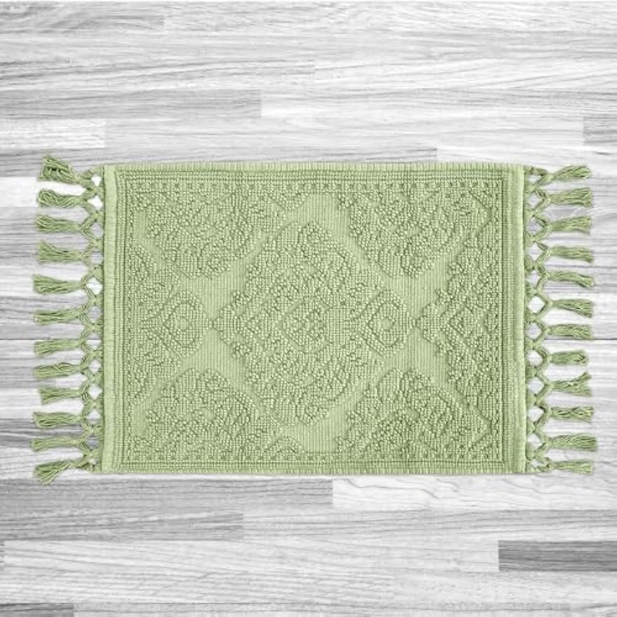 Cotton Woven Fringe Decorative Bathroom Rug