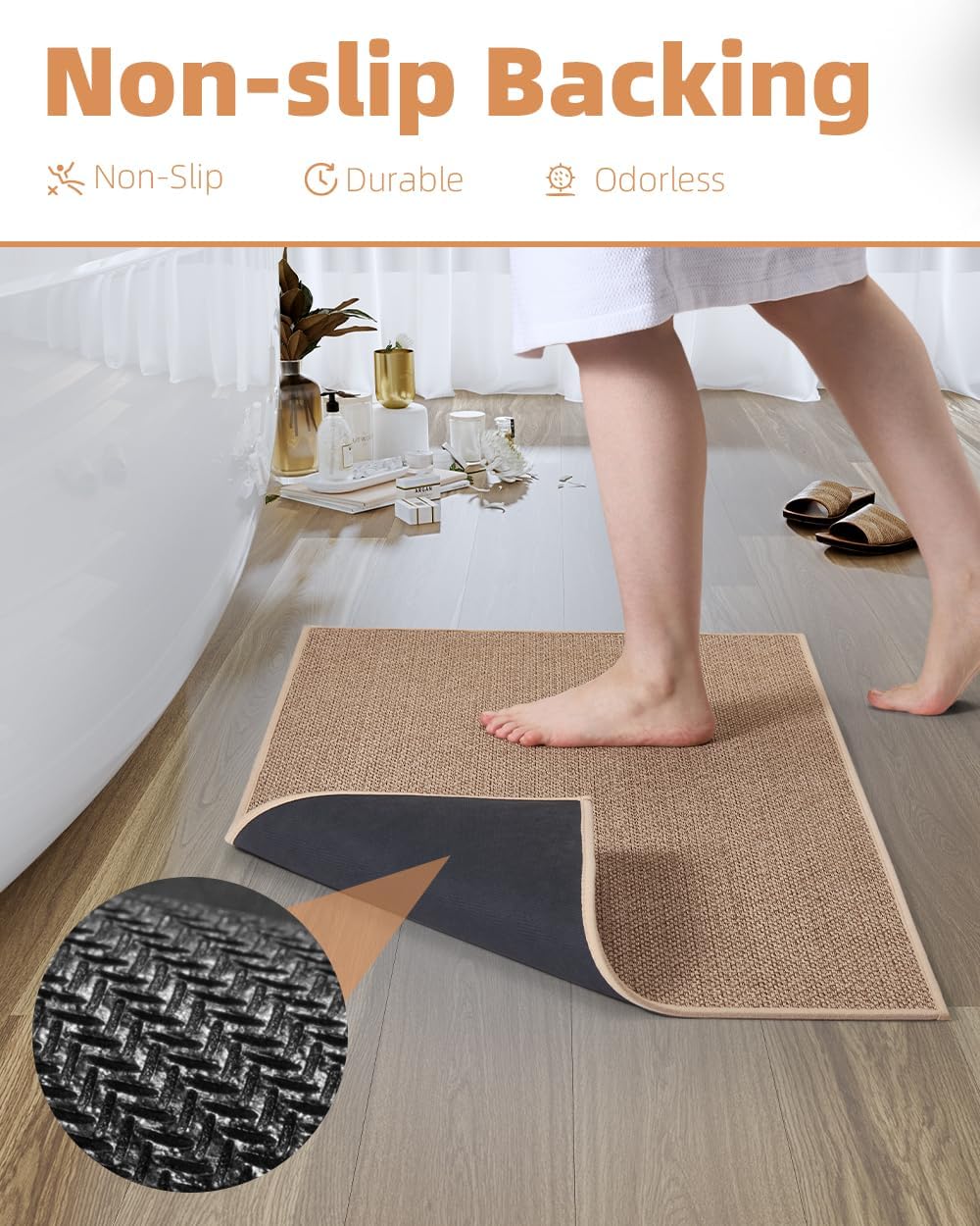 Braided Non‑Slip Absorbent Washable Bathroom Rug