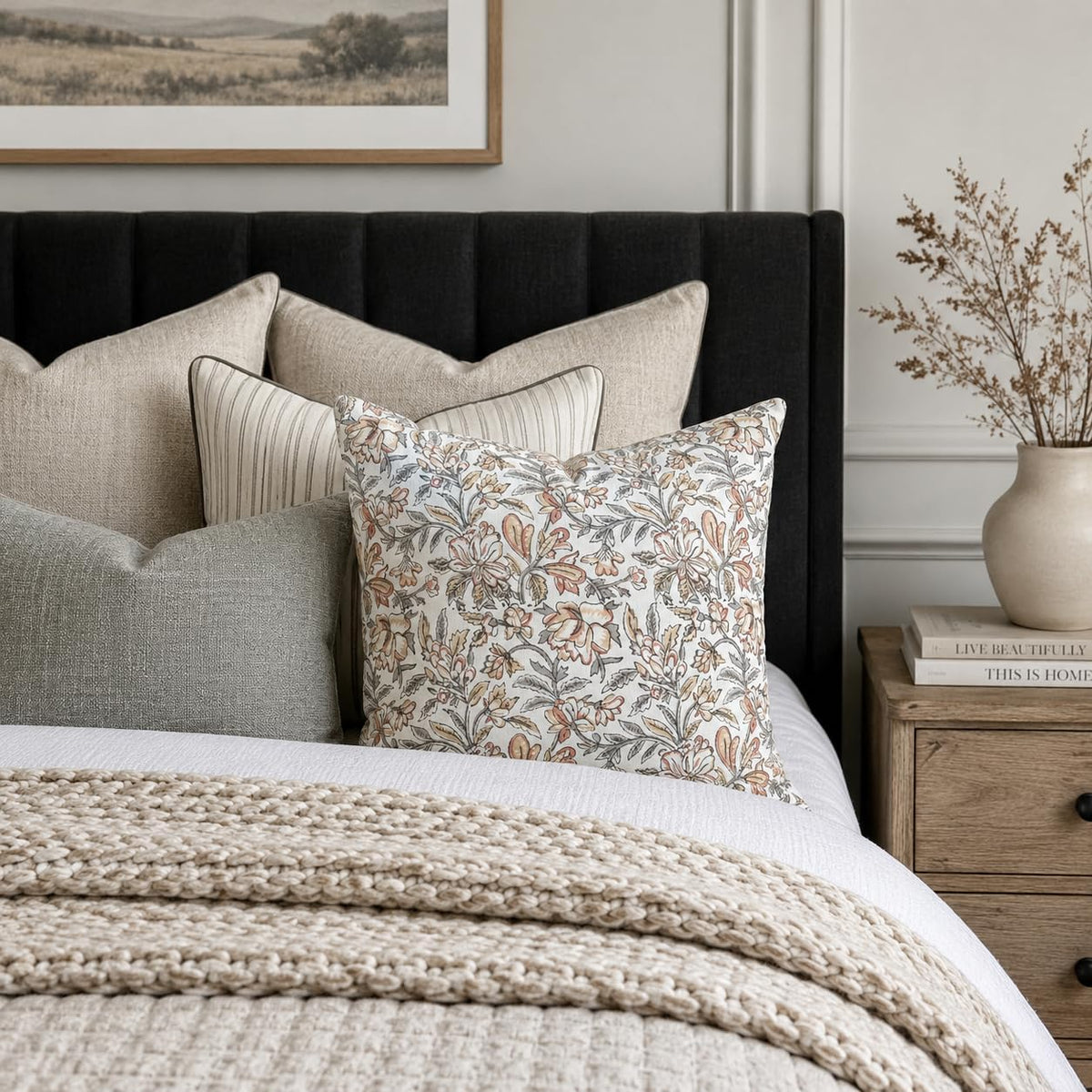 Vintage Floral Lumbar Pillow Cover