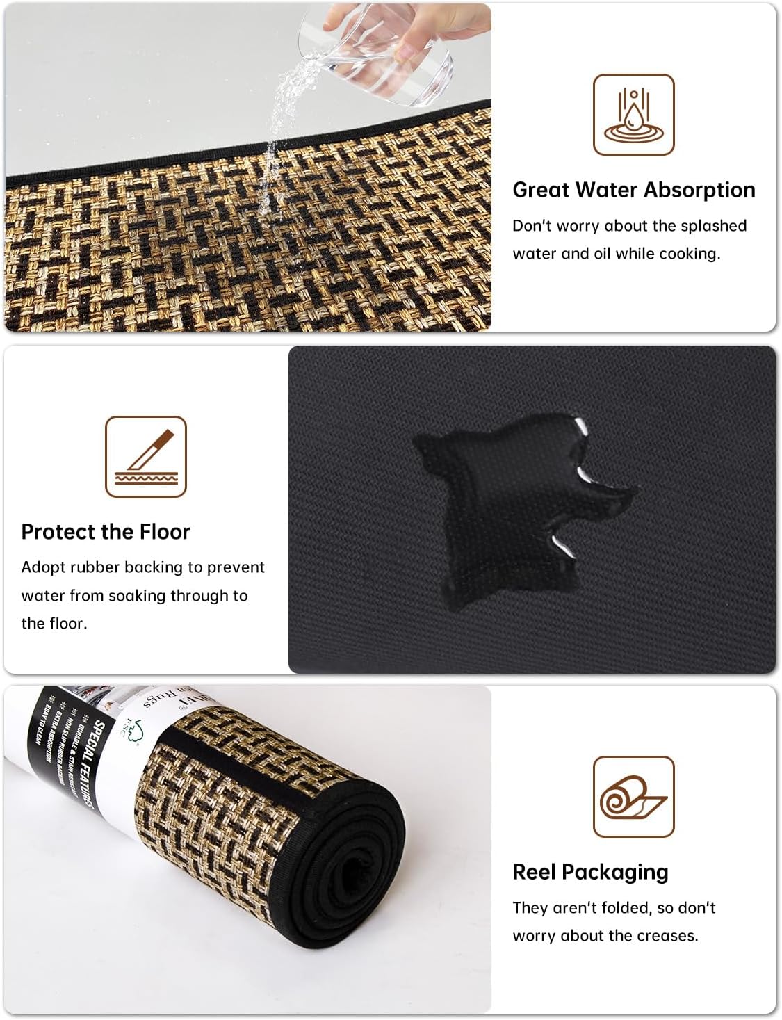 Woven Non‑Slip Kitchen Rug Set