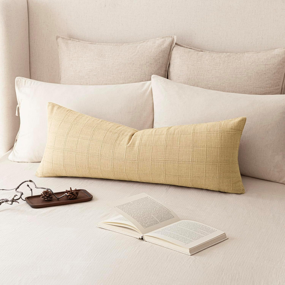 Farmhouse Check Long Lumbar Pillow Cover