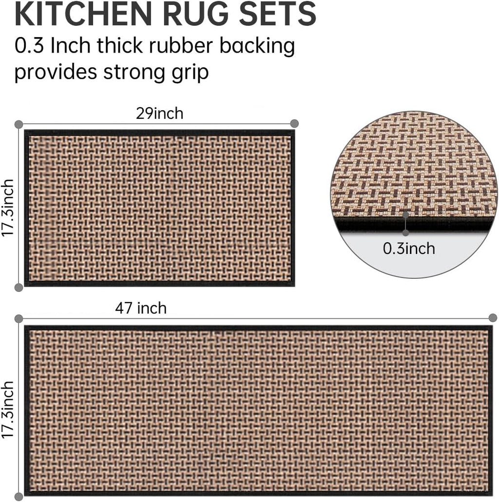 Woven Non‑Slip Kitchen Rug Set