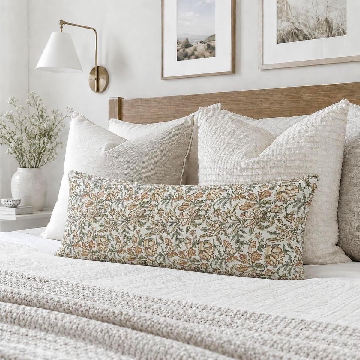 Vintage Floral Lumbar Pillow Cover