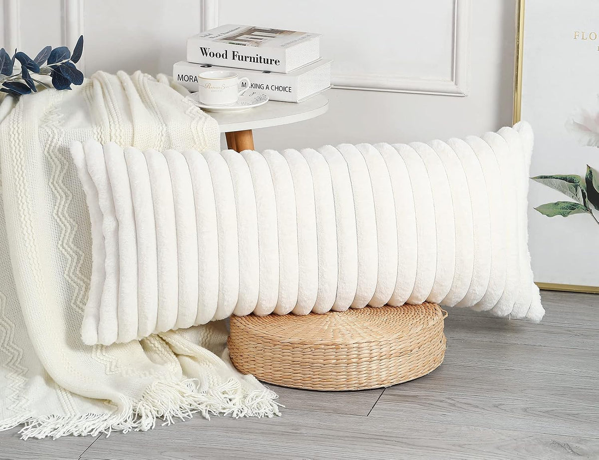 Boho Faux‑Fur Lumbar Pillow Cover