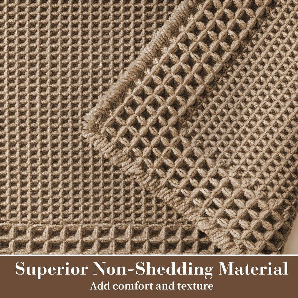 Waffle Tasseled Absorbent Non‑Slip Bathroom Rug