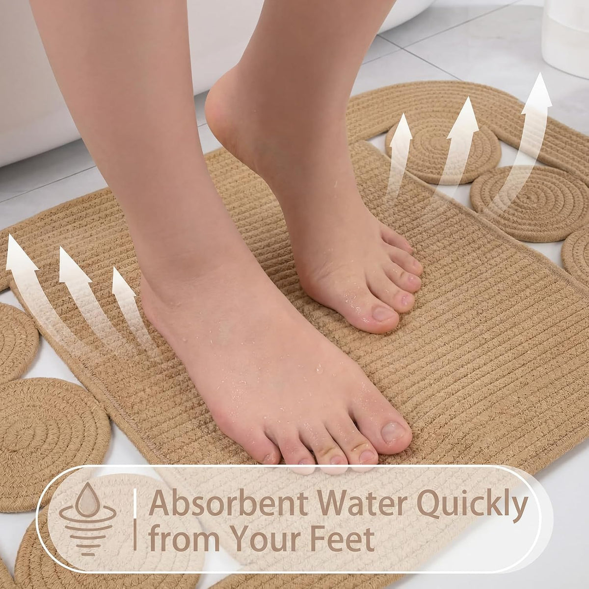 Hand‑Woven Boho Jute Bathroom Rug Set