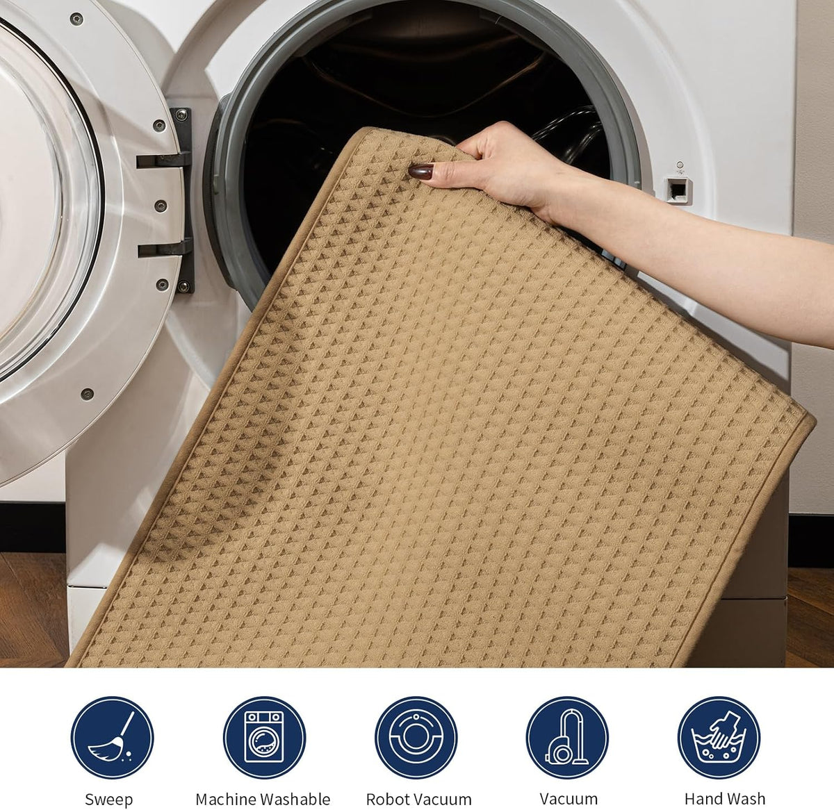 Waffle Absorbent Non‑Slip Boho Bathroom Rug Set