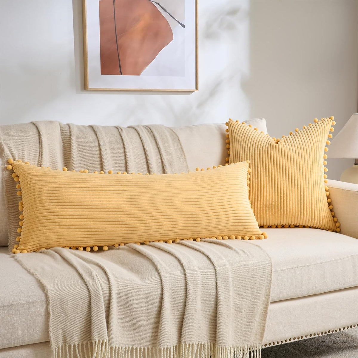 Boho Corduroy Lumbar Pillow Cover