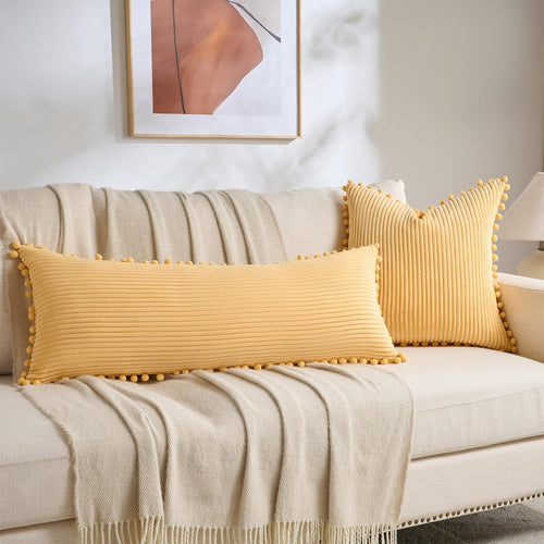 Boho Corduroy Lumbar Pillow Cover