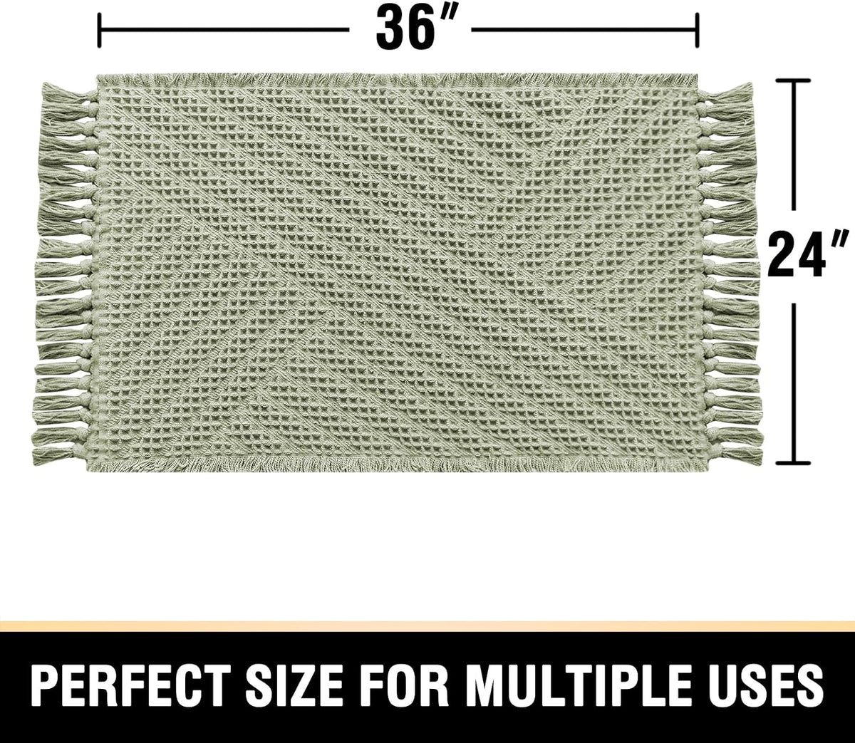 Waffle Non‑Slip Absorbent Boho Bathroom Rug