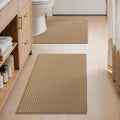 Waffle Absorbent Non‑Slip Boho Bathroom Rug Set