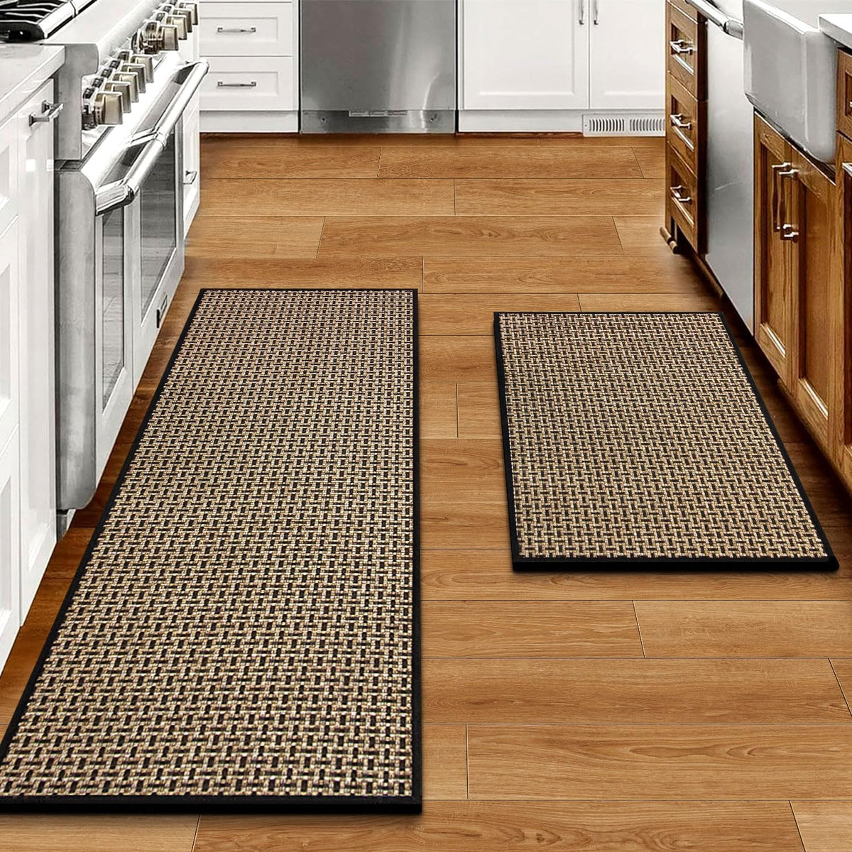 Woven Non‑Slip Kitchen Rug Set