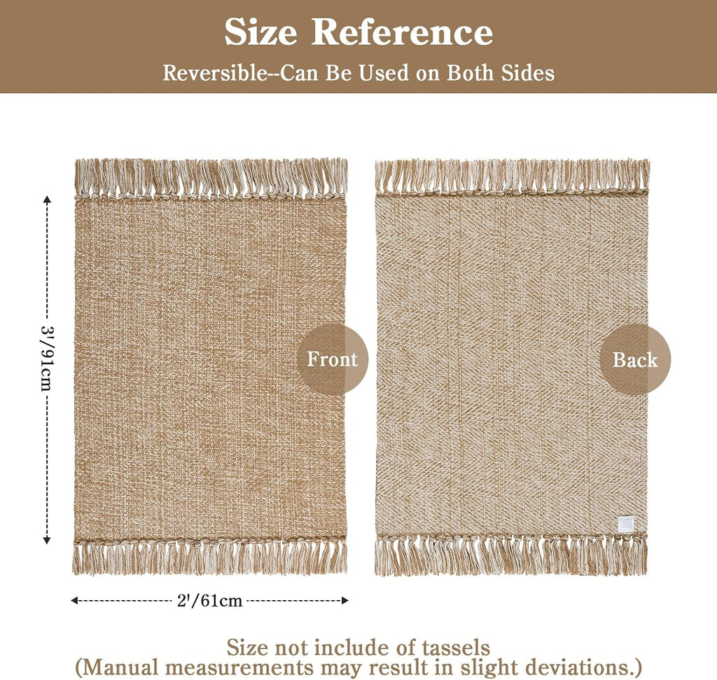 Hand‑Woven Reversible Jute Boho Area Rug