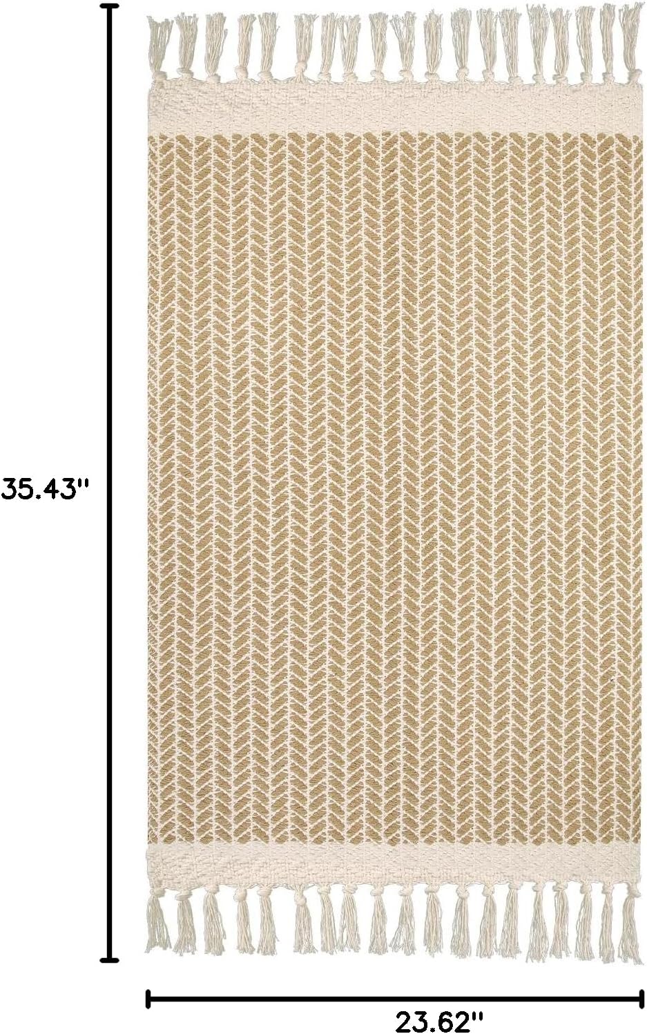 Woven Cotton Tasseled Boho Farmhouse Area Rug