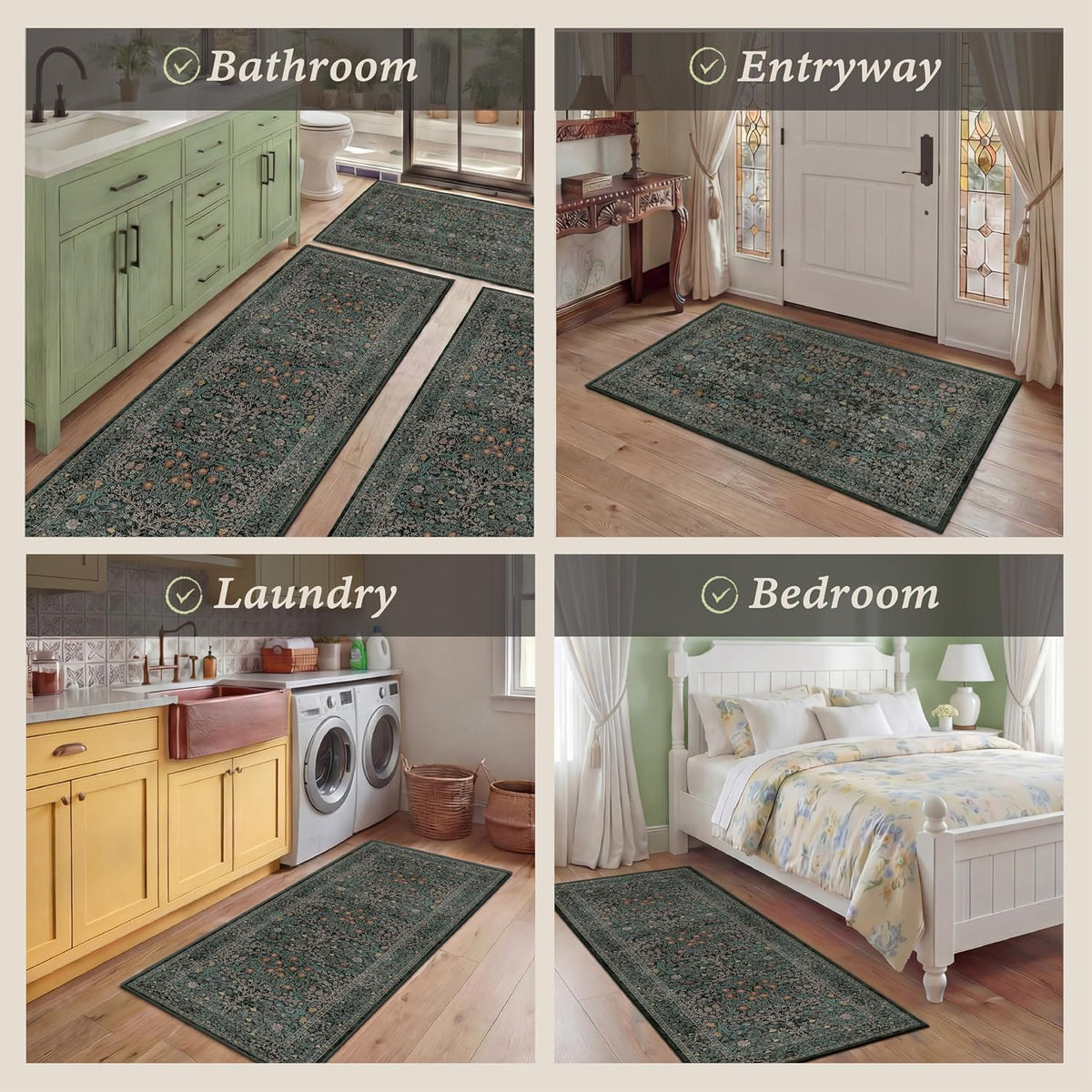 Vintage Washable Kitchen Rug Set
