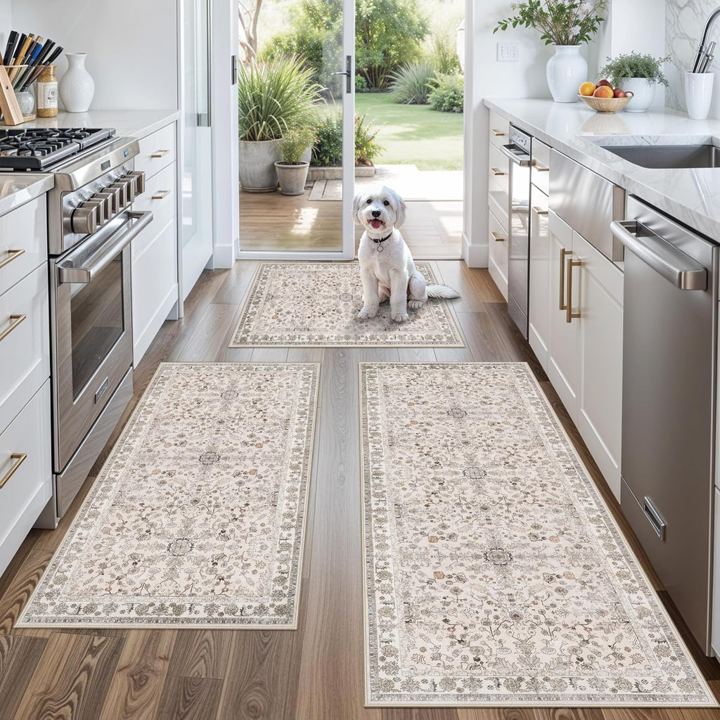 Boho Washable Non‑Slip Kitchen Rug Set