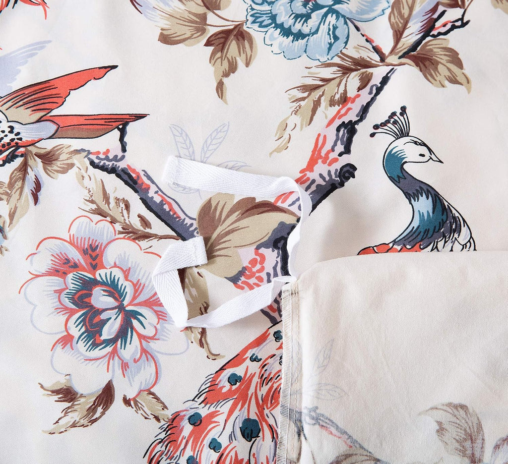 Chinoiserie Peacock Floral Cotton Bedding Set