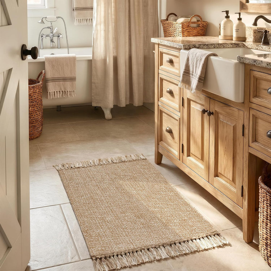 Hand‑Woven Reversible Jute Boho Area Rug