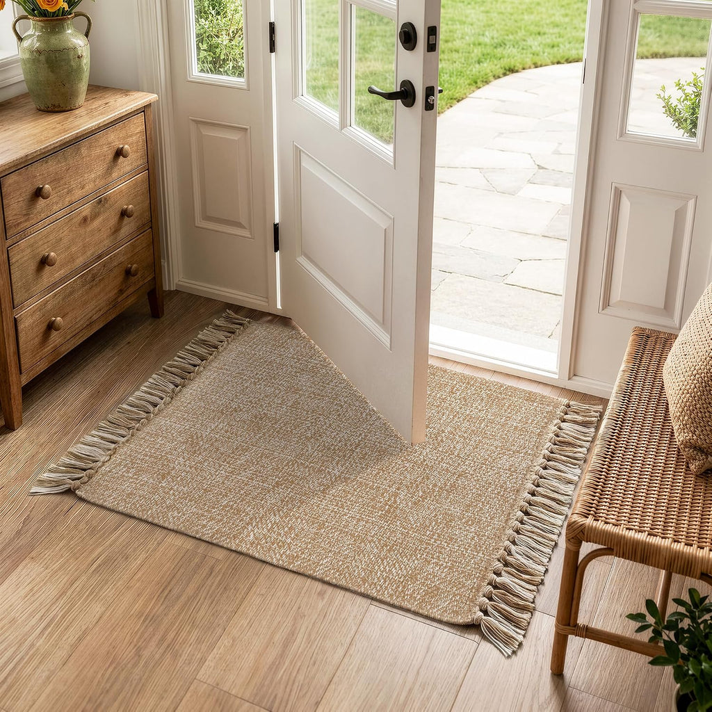 Hand‑Woven Reversible Jute Boho Area Rug
