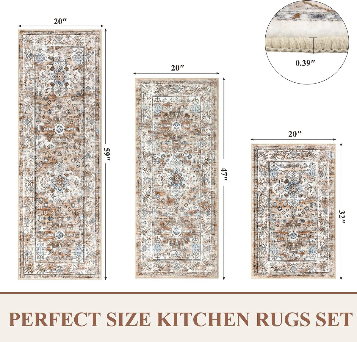 Farmhouse Non‑Slip Kitchen Rug Set