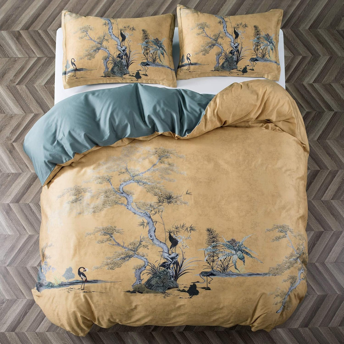 Chinoiserie Garden Print Cotton Bedding Set