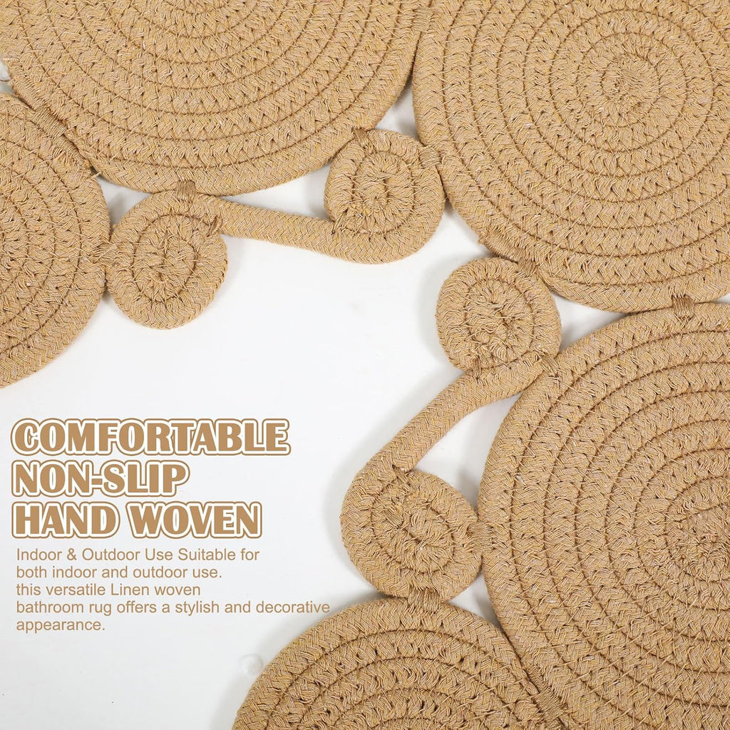 Hand‑Woven Boho Jute Bathroom Rug Set