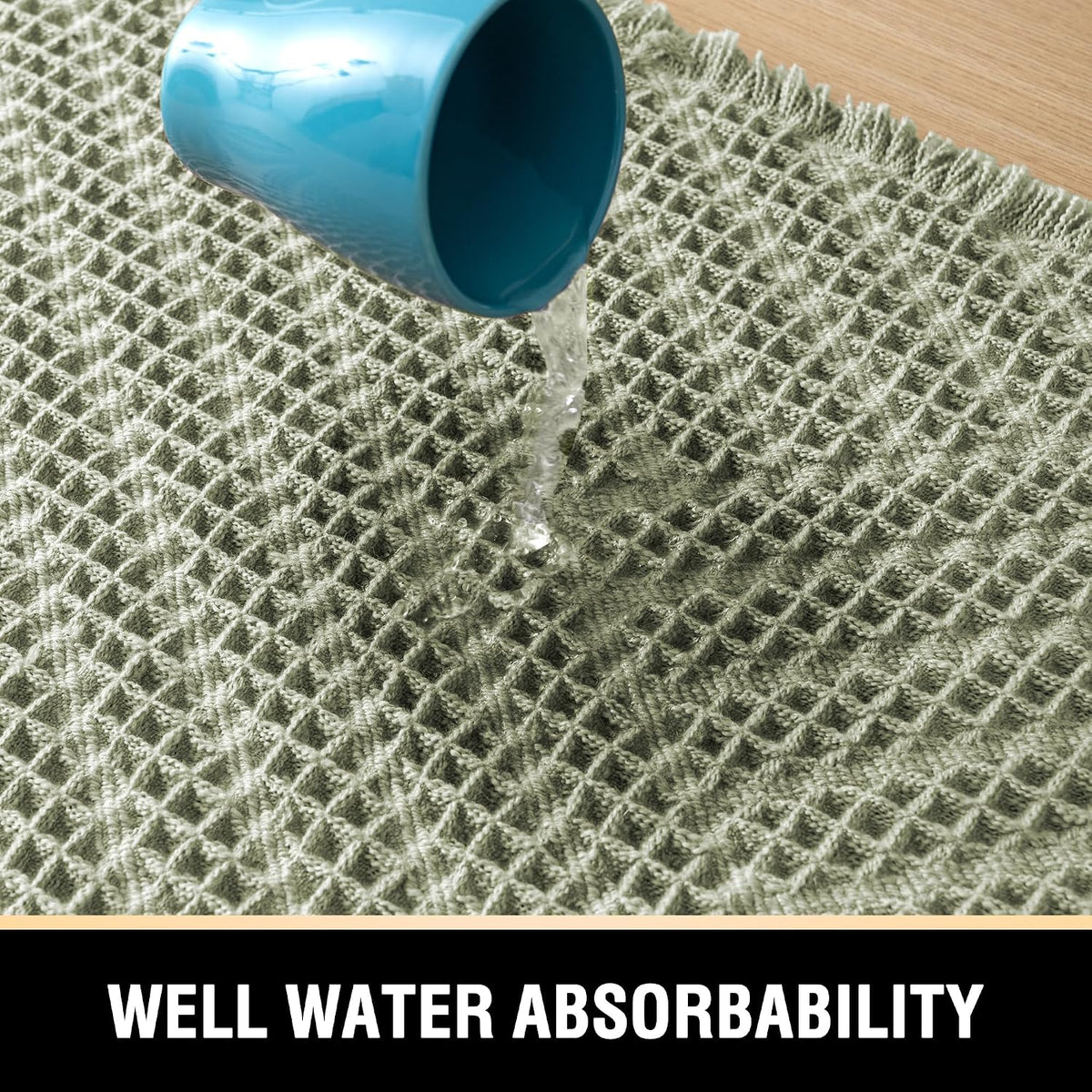 Waffle Non‑Slip Absorbent Boho Bathroom Rug