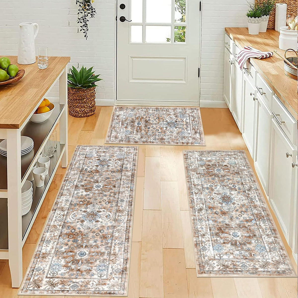Farmhouse Non‑Slip Kitchen Rug Set