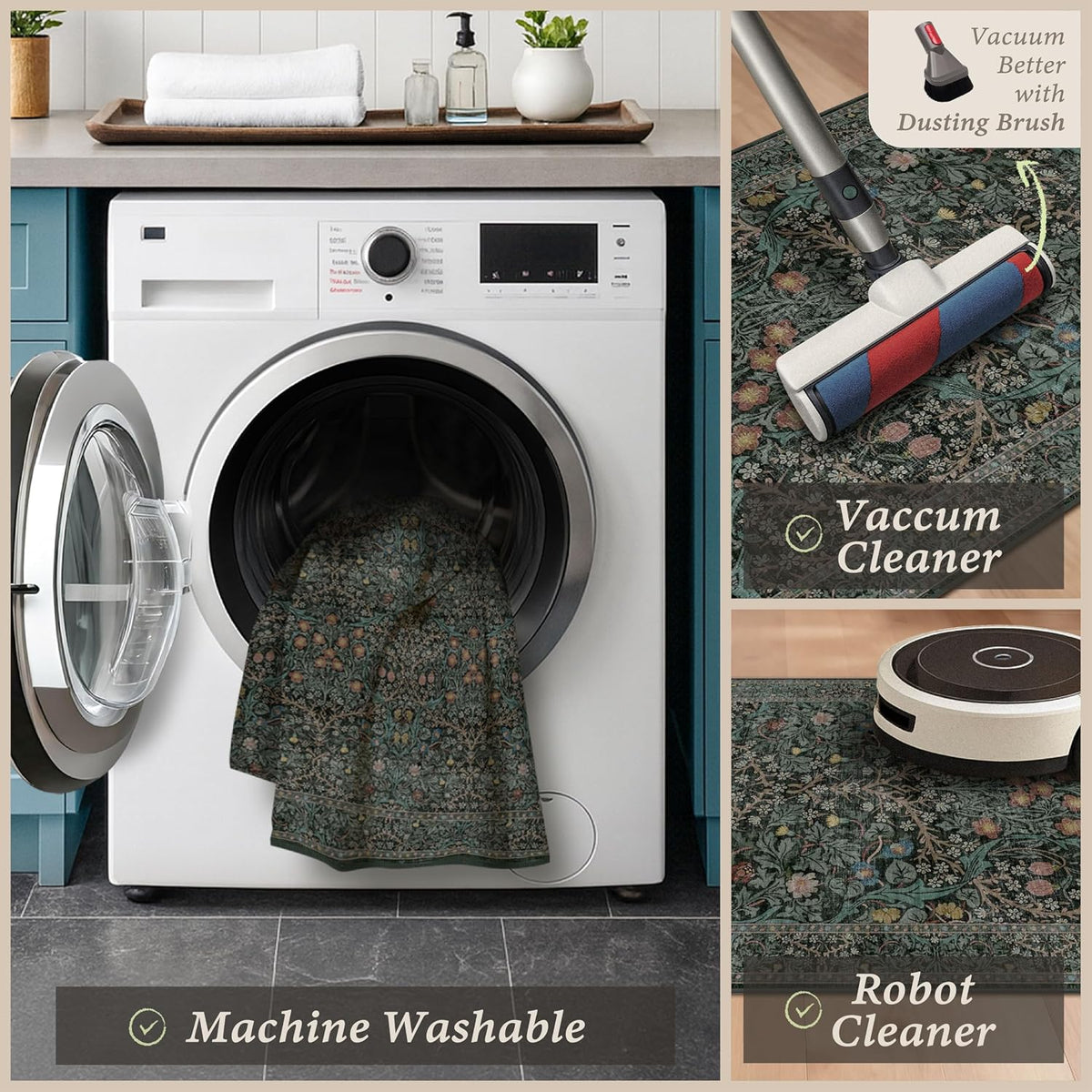 Vintage Washable Kitchen Rug Set